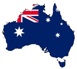 Australia's map with flag
