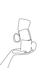 Barista, woman with coffee line art