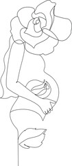 One line drawing of Happy pregnant woman, silhouette picture of mother. Vector illustration simplicity design.
