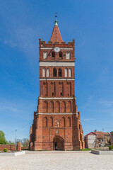 Cathedral of St. George (1313) in Pravdinsk (formerly Friedland), Kaliningrad region, Russia. At first the church was Catholic, then Lutheran, now it is Orthodox - 452200697
