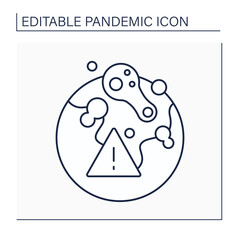 Outbreak line icon.Sudden increase in occurrences of a disease in a particular time and place. Global problem.Pandemic concept. Isolated vector illustration. Editable stroke