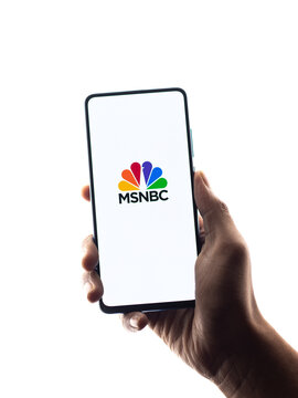 Assam, india - June 21, 2021 : MSNBC tv logo on phone screen stock image.
