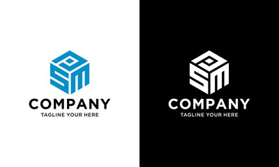 letter PSM hexagon logo vektor icon template