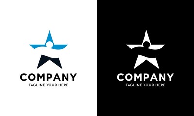 Obraz premium Star logo success people template vector icon illustration design.