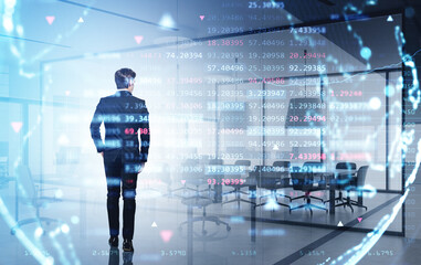 Businessman wearing formal suit is walking inside the office