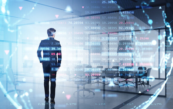 Businessman wearing formal suit is walking inside the office