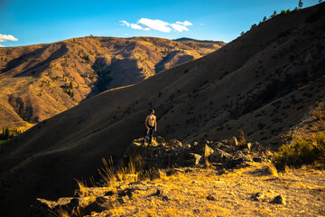 Man hiking in the mountains