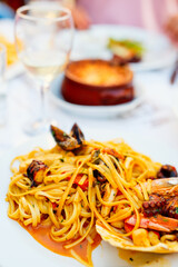 Delicious seafood spaghetti