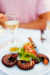 Grilled octopus served for lunch