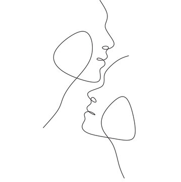 recommend clip art: Abstract faces one line couple vector minimalist. 