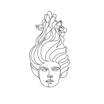 Medusa Head Line Art Vector drawing
