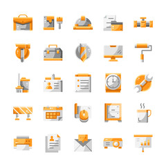 Set of Work icons with flat style.
