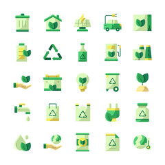 Set of Ecology icons with flat style.