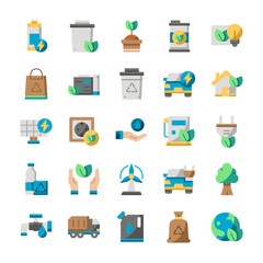 Set of Environment icons with flat style.