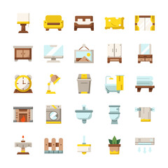 Set of Home Living icons with flat style.