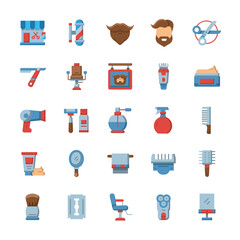 Set of Barbershop icons with flat style.