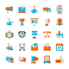 Set of Startup icons with flat style.