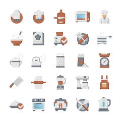 Set of Cooking icons with flat style.