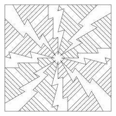 Easy coloring pages for seniors. Tile pattern design. The polar array of 8 or the arrangement of 8 copies of the lightnings in a circular form with rectangular diamonds on the background. EPS8. #282