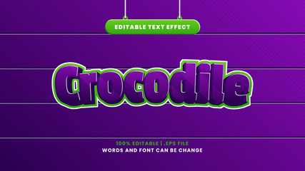 Crocodile editable text effect in modern 3d style