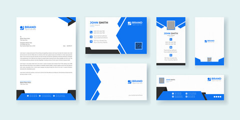 Corporate Business Identity Stationery Set for Minimal Branding Identity Template.Editable  Business card, ID card, Letterhead, Invoice, Envelope, Brand Identity Print Design Premium Vector.