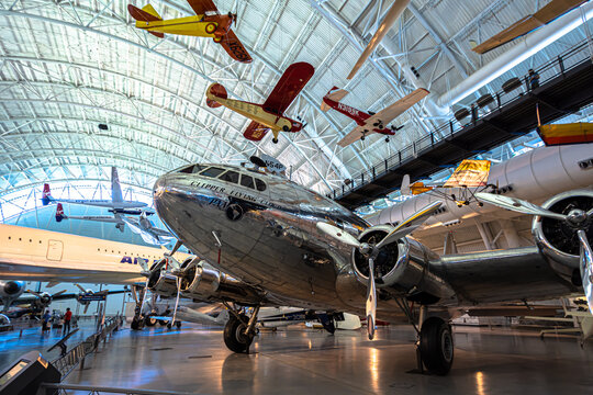 Historic aircraft and spacecraft collection in Steven F. Udvar Hazy Center Aviation Museum.