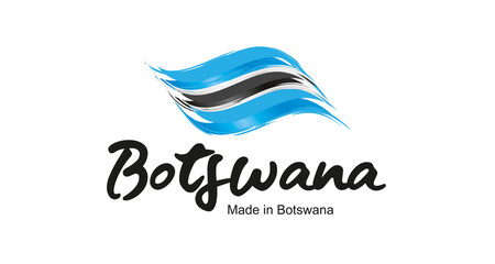 Made in Botswana handwritten flag ribbon typography lettering logo label banner