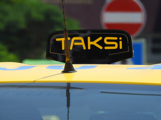 Yellow taxi sign in Istanbul, Turkey