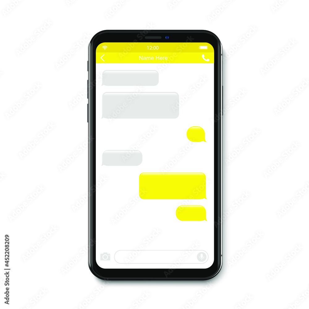 Poster smartphone chatting sms template bubbles. sms chat composer. place your own text to the message. pho