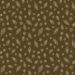 Seamless pattern on a plant theme. The illustration is drawn in the doodle style. Design for clothing, dresses, fabrics and other items.
