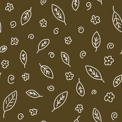 Seamless pattern on a plant theme. The illustration is drawn in the doodle style. Design for clothing, dresses, fabrics and other items.