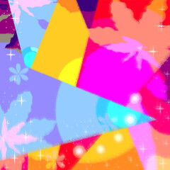 A beautiful patchwork pattern in vibrant yellows, pinks and blues colors. Print for fabric, wrapping paper, web design.