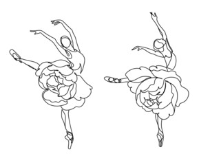 Ballet Dancer ballerina with peony flowers.  © Victoria