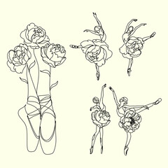 Ballet Dancer ballerina with peony flowers.  © Victoria