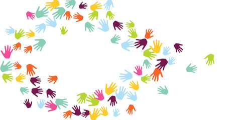 Cheerful kids handprints preschool education concept vector