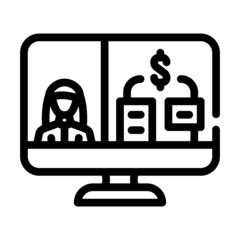 business video conference line icon vector. business video conference sign. isolated contour symbol black illustration