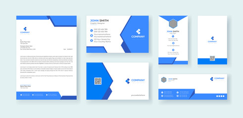 Corporate Business Identity Stationery Set for Minimal Branding Identity Template.Editable  Business card, ID card, Letterhead, Invoice, Envelope, Brand Identity Print Design Premium Vector.