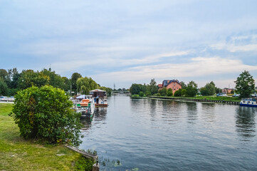 Fototapeta na wymiar ELBLAG, POLAND, 18 AUGUSR 2018: The port of the canal of Elblag