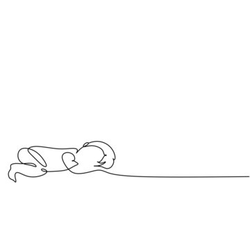 recommend clip art: One line drawing illustration of a baby. VectorAbstract minimalist line drawing of small cute baby sleeping