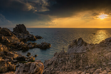 Amazing sunset over the Moon Valley of Sardinia