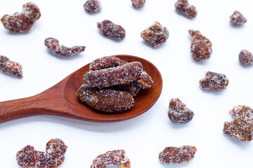Spicy tamarind mixed with granulated sugar, chili and salt