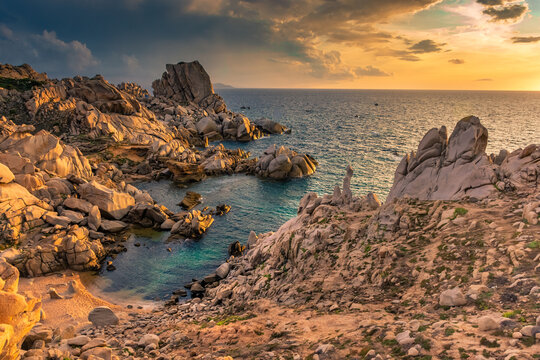 Amazing sunset over the Moon Valley of Sardinia
