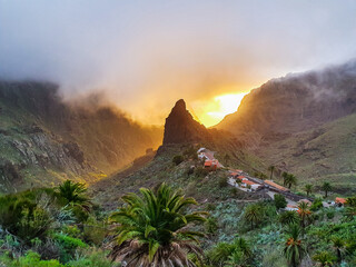 Fototapeta premium Stunning sunset view over Masca village on Tenerife, Spain.