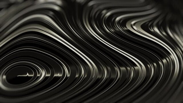 Abstract organic shapes, lines or stripes dynamic rippling background. Monochrome, black and white colors. Light and reflections. Geometric waves pattern. Seamless loop animation. 3D Render. 4K clip