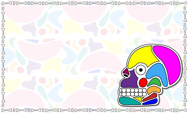 Calavera rompecabezas con huesos y dientes