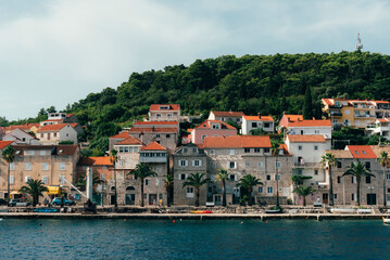Fototapeta na wymiar Beautiful view of the old town of Korcula on an island in the Adriatic Sea, Croatia