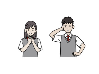 学生　笑顔　笑う　中高生　高校生　中学生　男女　イラスト素材