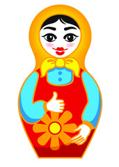 Matryoshka, emotions, emoticons, female face, painted face, doll, Russian doll, scared, fashion, printing, Internet, application, girl, dress, bright dress, beautiful eyebrows, cartoon, tradition