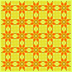 Fototapeta premium seamless floral pattern. vertical and horizontal yellow floral pattern with soft orange floral color combination on beige background