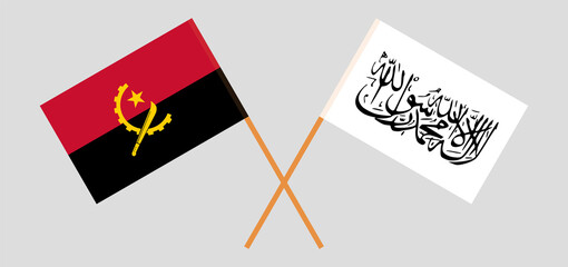 Crossed flags of Angola and Islamic Emirate of Afghanistan. Official colors. Correct proportion